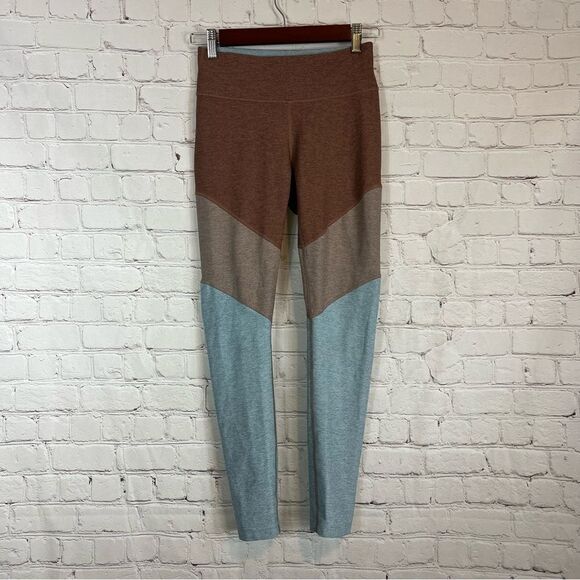 Outdoor Voices Springs 7/8 Legging in TriColor Blue and Blush-Tinged Brown Small - Picture 1 of 10
